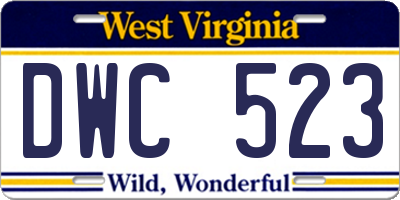 WV license plate DWC523