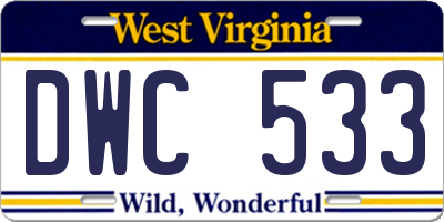 WV license plate DWC533