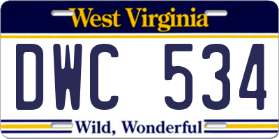 WV license plate DWC534