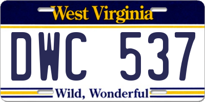 WV license plate DWC537