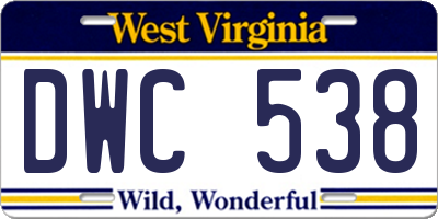 WV license plate DWC538