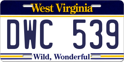 WV license plate DWC539