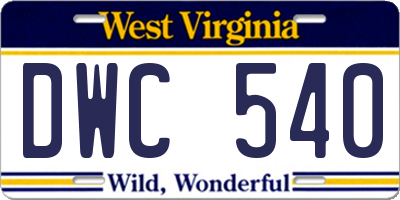 WV license plate DWC540