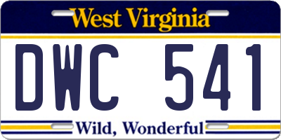 WV license plate DWC541