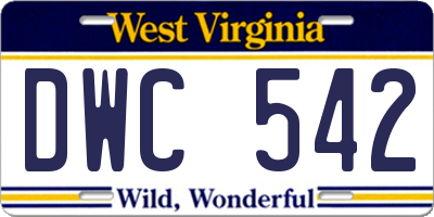 WV license plate DWC542