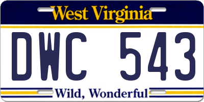 WV license plate DWC543