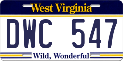 WV license plate DWC547