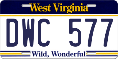 WV license plate DWC577