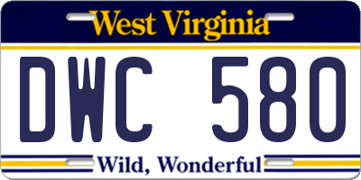 WV license plate DWC580