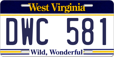 WV license plate DWC581