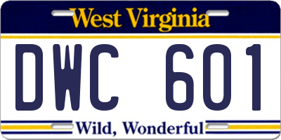 WV license plate DWC601