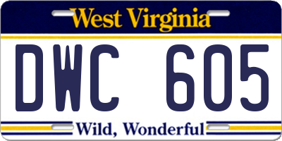 WV license plate DWC605