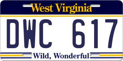 WV license plate DWC617
