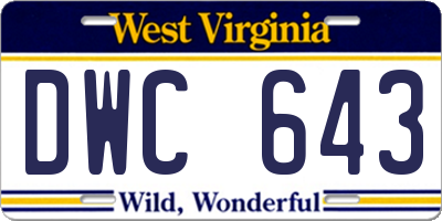 WV license plate DWC643