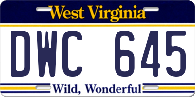 WV license plate DWC645