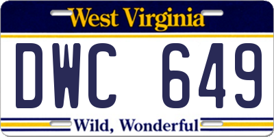 WV license plate DWC649