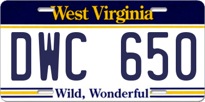 WV license plate DWC650