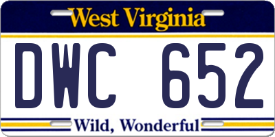 WV license plate DWC652