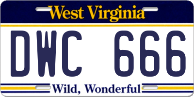 WV license plate DWC666