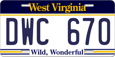 WV license plate DWC670