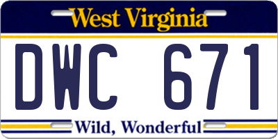 WV license plate DWC671
