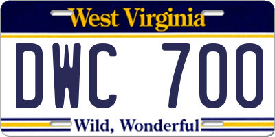 WV license plate DWC700