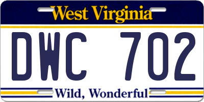 WV license plate DWC702