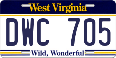 WV license plate DWC705