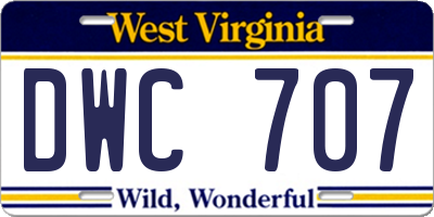 WV license plate DWC707