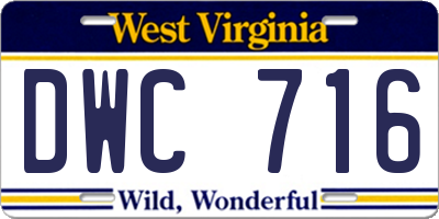 WV license plate DWC716