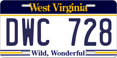 WV license plate DWC728