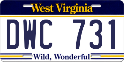 WV license plate DWC731