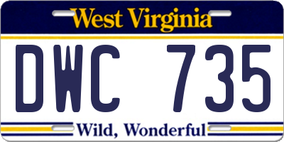 WV license plate DWC735