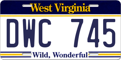 WV license plate DWC745