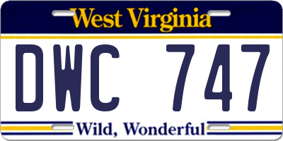 WV license plate DWC747