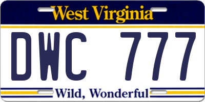 WV license plate DWC777
