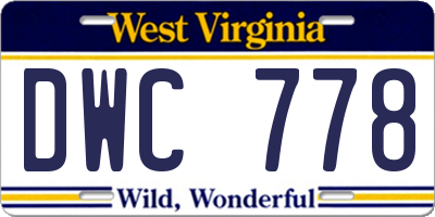 WV license plate DWC778