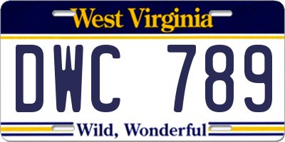 WV license plate DWC789