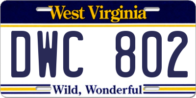 WV license plate DWC802