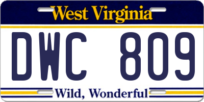 WV license plate DWC809