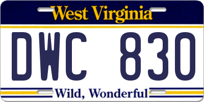 WV license plate DWC830