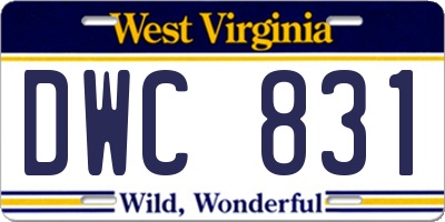 WV license plate DWC831