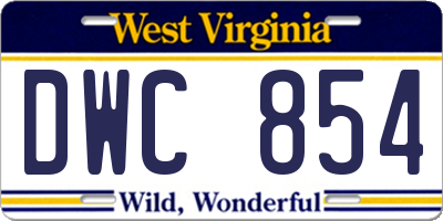 WV license plate DWC854