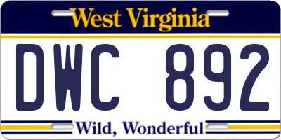 WV license plate DWC892
