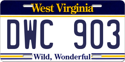 WV license plate DWC903