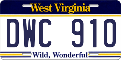 WV license plate DWC910