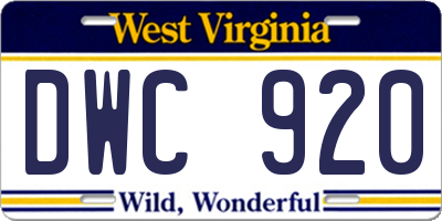 WV license plate DWC920