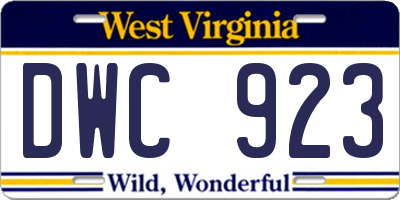 WV license plate DWC923