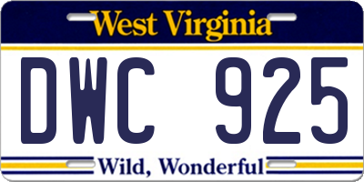 WV license plate DWC925
