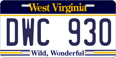 WV license plate DWC930